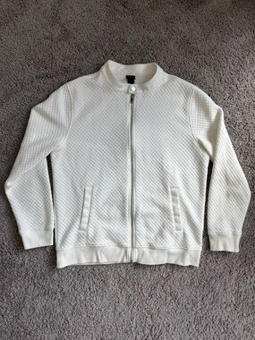 H&M White/Cream Quilted Jacket with Silver Hardware